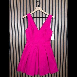 New Joie Dress Small Womens Pink Babydoll Bessina V Neck Textured Fit Flare Mini